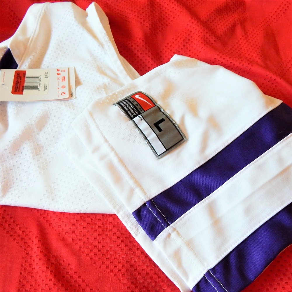 NWT Men Top Nike basketball athletic S L 2XL white purple Runs big